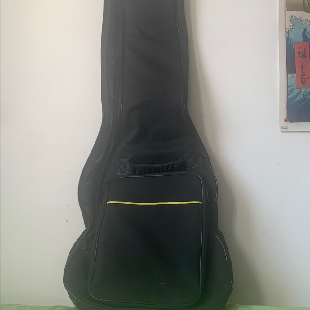 Black electric Guitar Bag with Yellow Accent